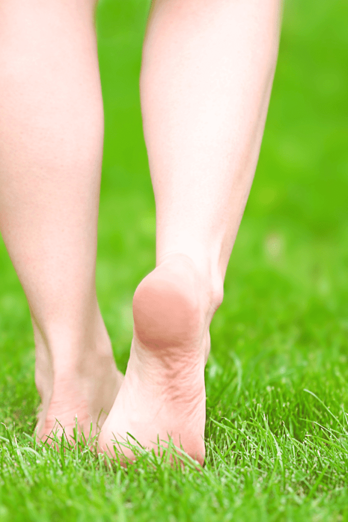 walking barefoot in grass